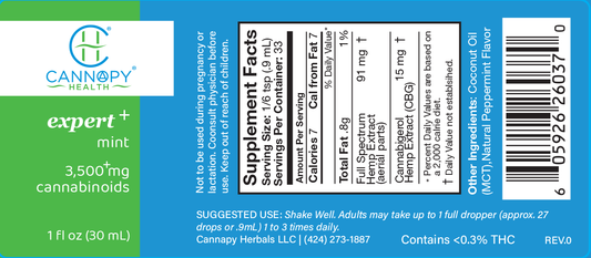Cannapy Expert+ CBD Oil with 3500 mg Cannabinoids